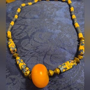Vintage African Amber & Millifiori Necklace